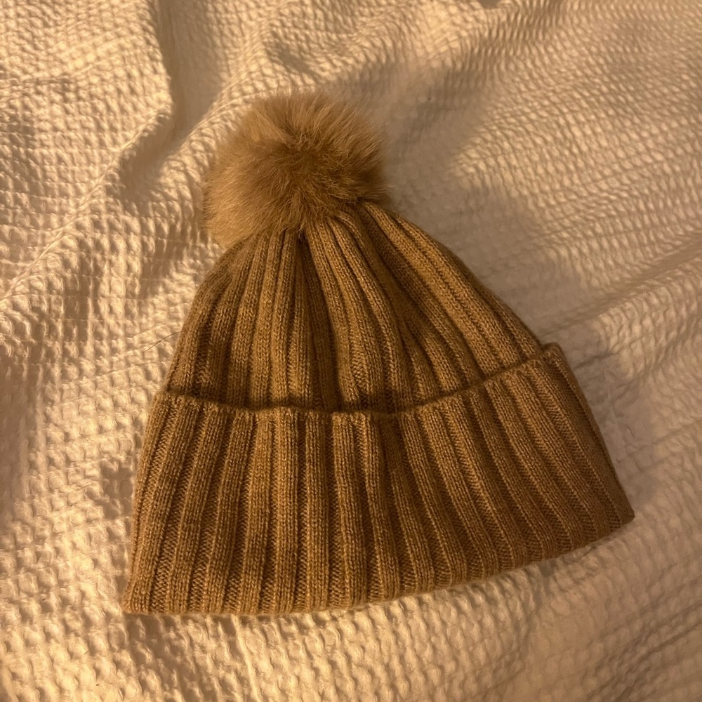 100% Cashmere Camel Brown Beanie